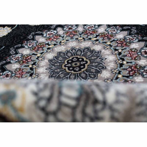فرش گرد طرح اصفهان سرمه ای