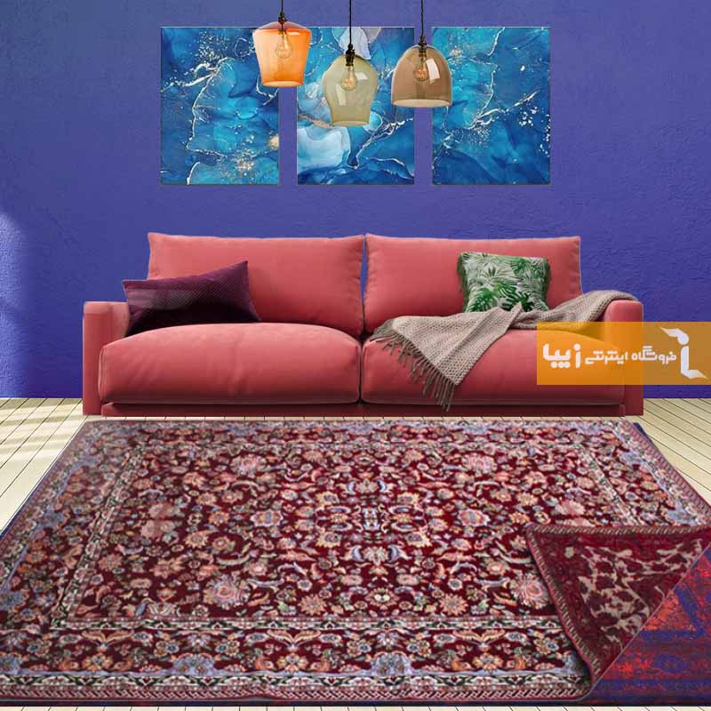 روفرشی مخمل طرح افشان زمینه زرشکی