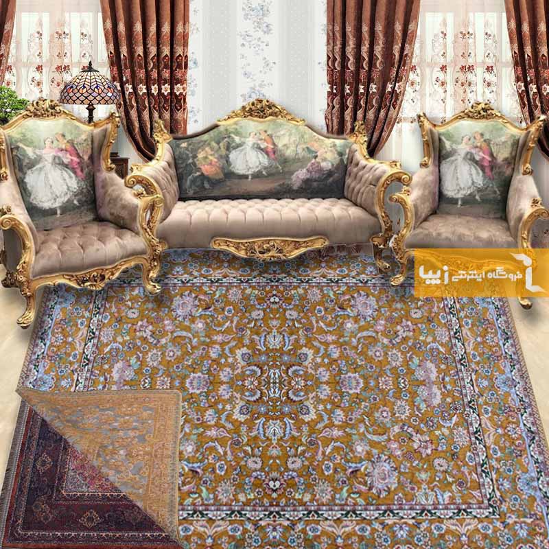 روفرشی مخمل طرح افشان زمینه شتری