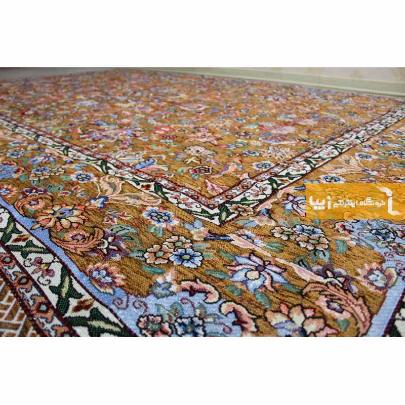 روفرشی مخمل طرح افشان زمینه شتری