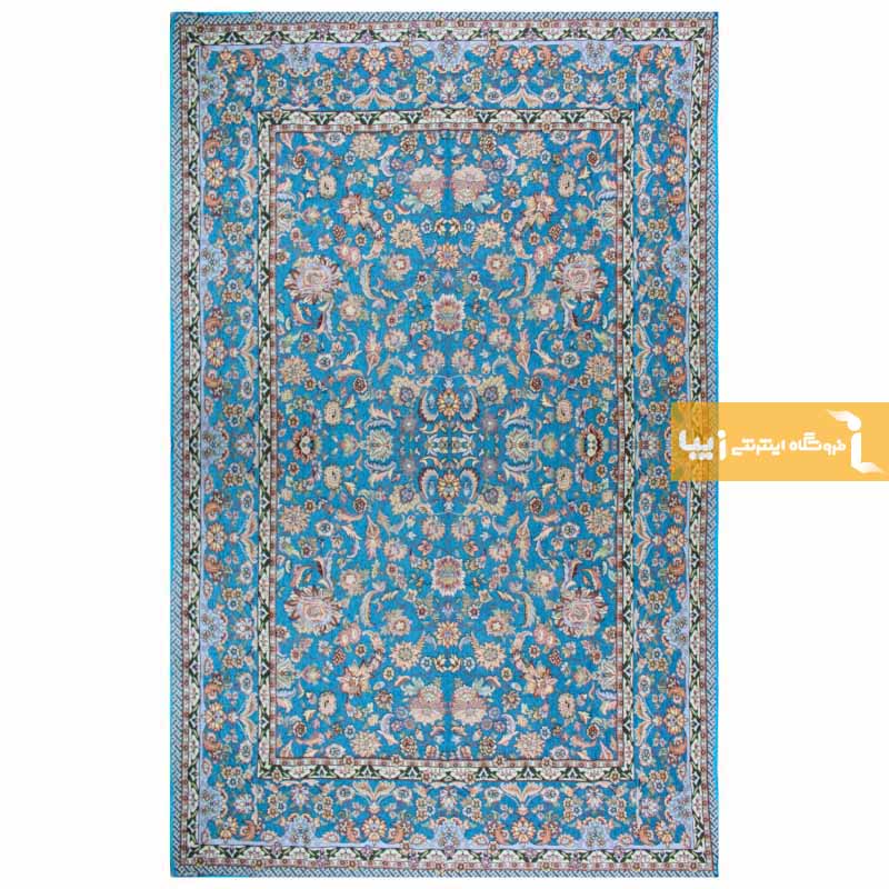 روفرشی مخمل طرح افشان زمینه فیروزه ای