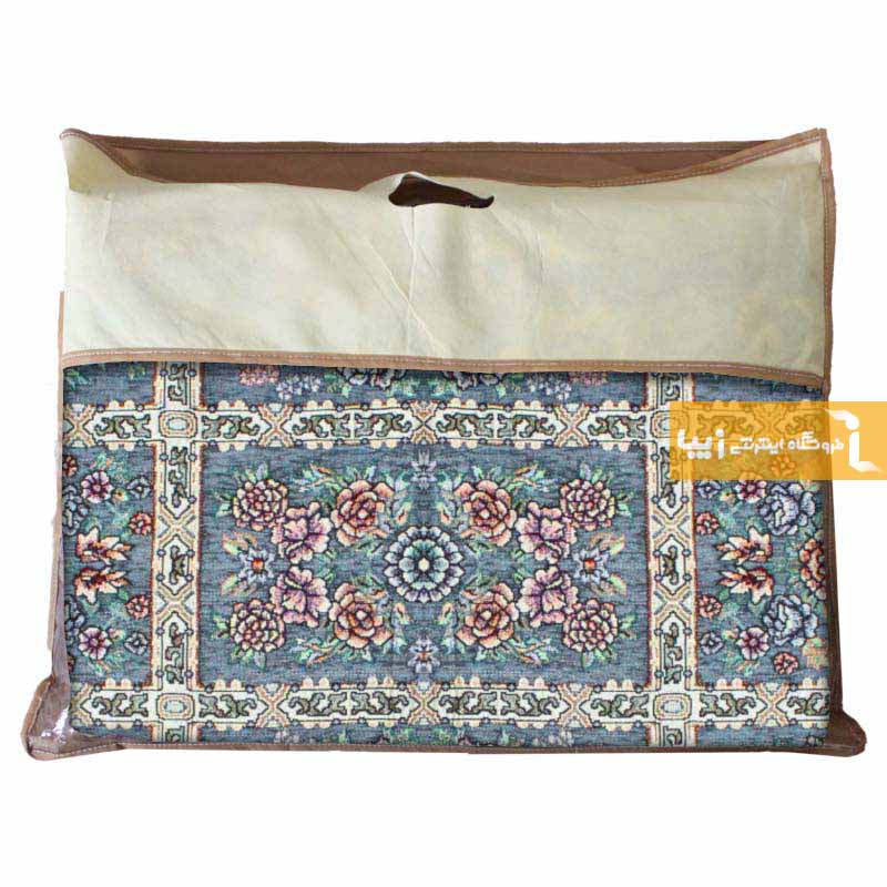 روفرشی مخمل طرح خشتی زمینه طوسی