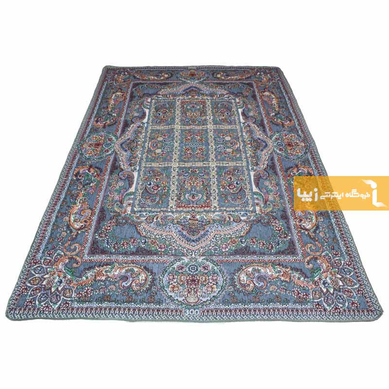 روفرشی مخمل طرح خشتی زمینه طوسی