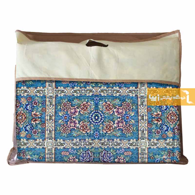 روفرشی مخمل طرح خشتی زمینه فیروزه ای