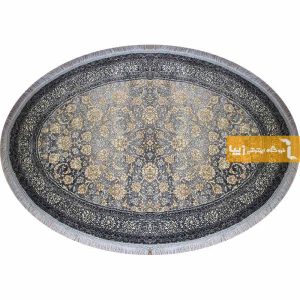 فرش بیضی طرح افشان زمینه فیلی