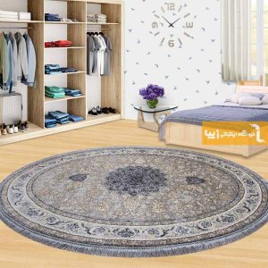 فرش بیضی طرح شاهکار زمینه فیلی