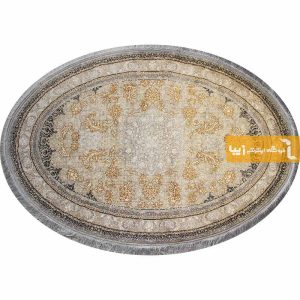 فرش بیضی طرح شاهکار زمینه کرم