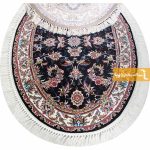 فرش بیضی طرح صبا زمینه سرمه ای