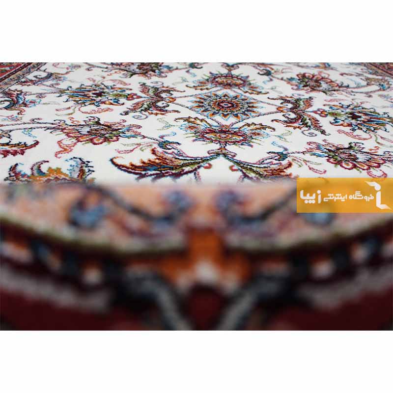 فرش بیضی طرح صبا زمینه کرم