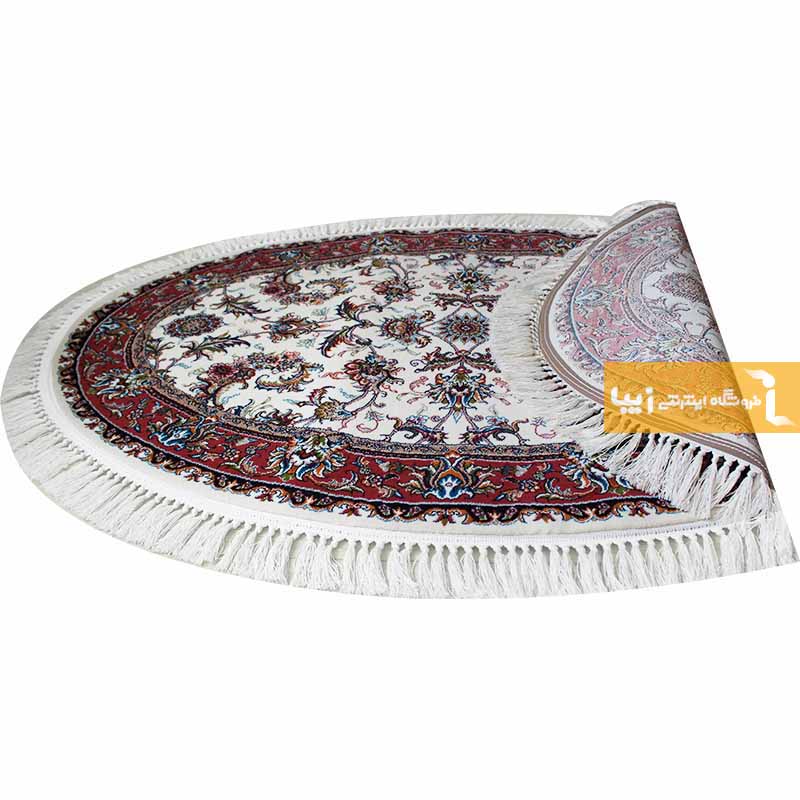 فرش بیضی طرح صبا زمینه کرم
