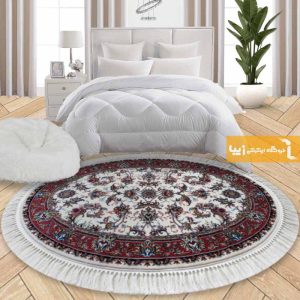 فرش بیضی طرح صبا زمینه کرم