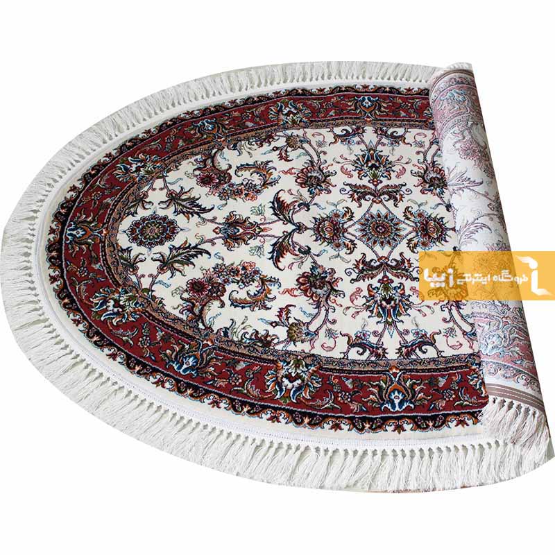 فرش بیضی طرح صبا زمینه کرم