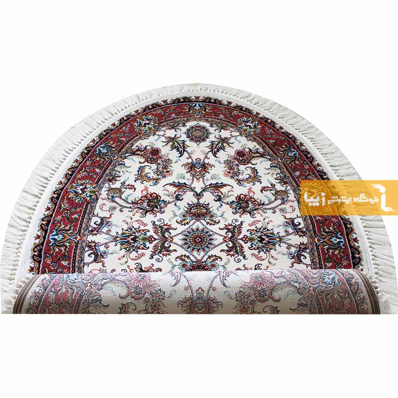 فرش بیضی طرح صبا زمینه کرم