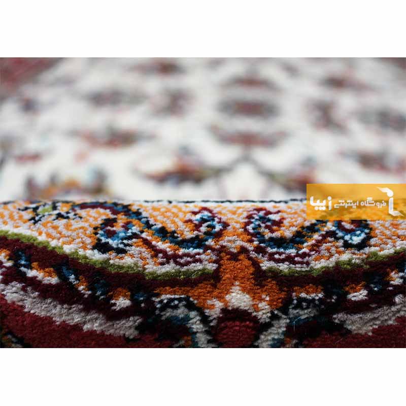 فرش بیضی طرح صبا زمینه کرم