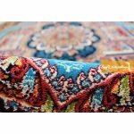 فرش بیضی طرح ناردون زمینه آبی