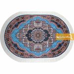 فرش بیضی طرح ناردون زمینه آبی