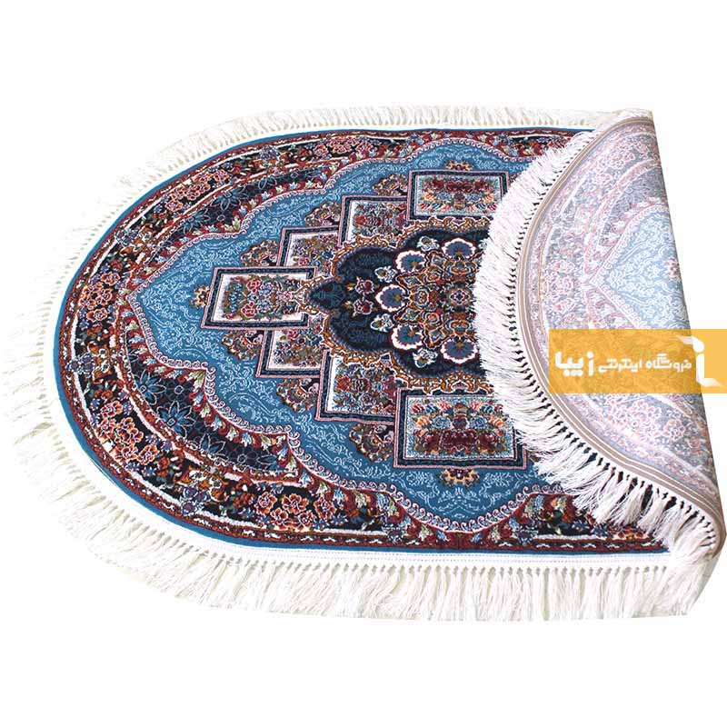 فرش بیضی طرح ناردون زمینه آبی