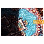 فرش بیضی طرح ناردون زمینه آبی