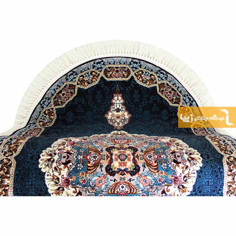فرش بیضی طرح هالیدی زمینه سرمه ای