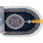 فرش بیضی طرح هالیدی زمینه سرمه ای