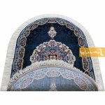 فرش بیضی طرح هالیدی زمینه سرمه ای