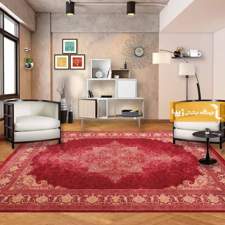 فرش طرح الماس سرخ زمینه قرمز