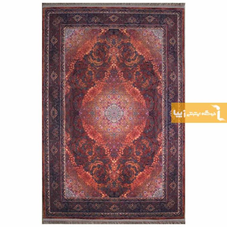 فرش طرح عقیق زمینه قهوه ای