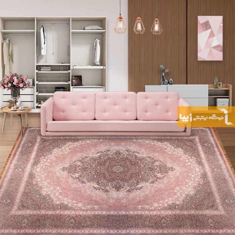 فرش طرح مورگانیت زمینه صورتی