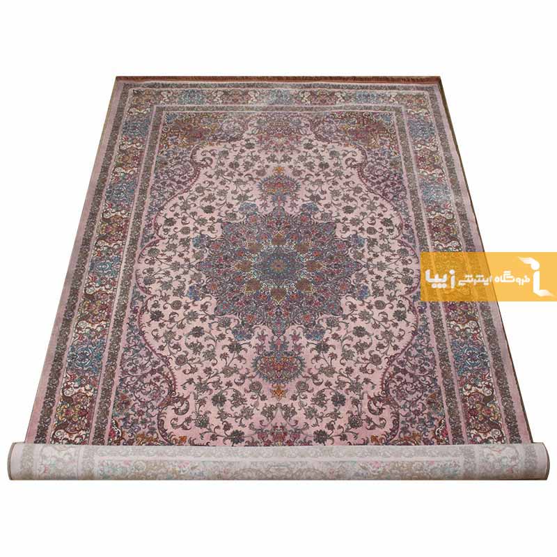 فرش طرح کوارتز زمینه صورتی