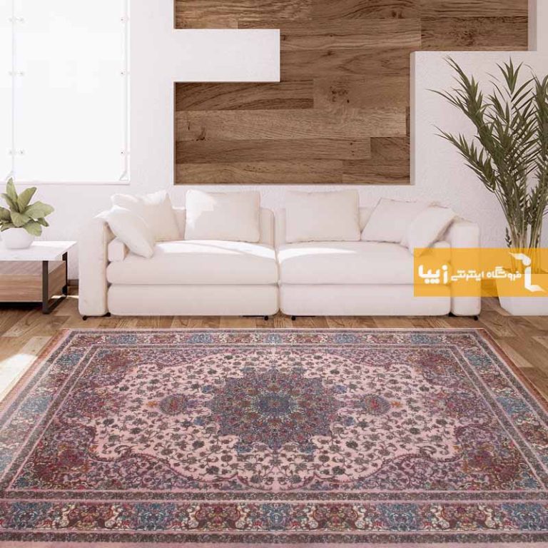 فرش طرح کوارتز زمینه صورتی
