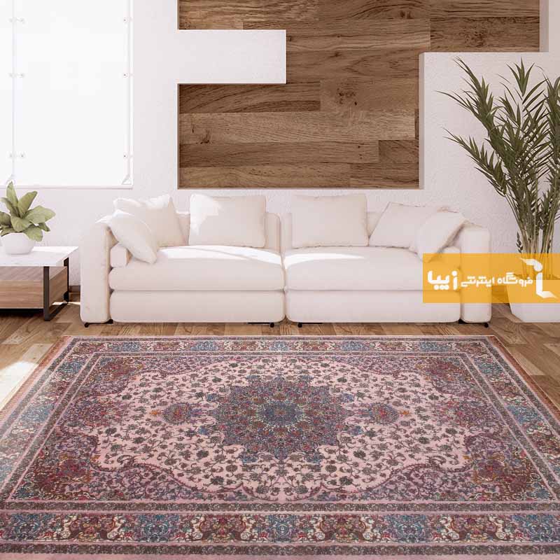 فرش طرح کوارتز زمینه صورتی