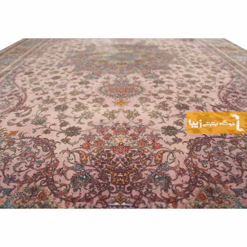فرش طرح کوارتز زمینه صورتی