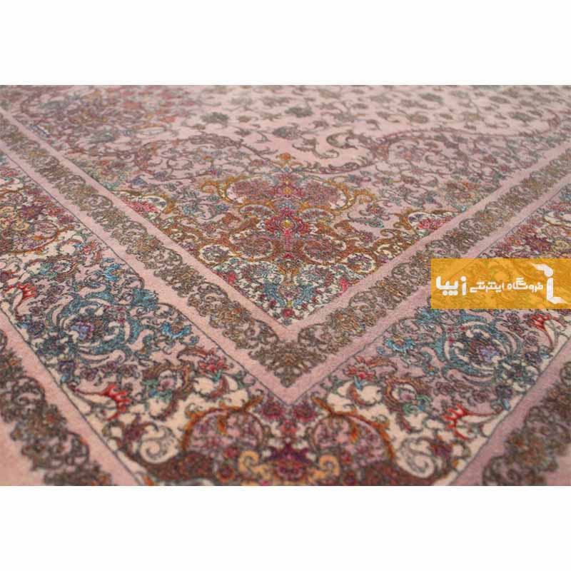 فرش طرح کوارتز زمینه صورتی