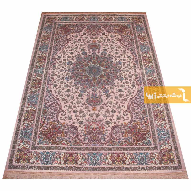 فرش طرح کوارتز زمینه صورتی