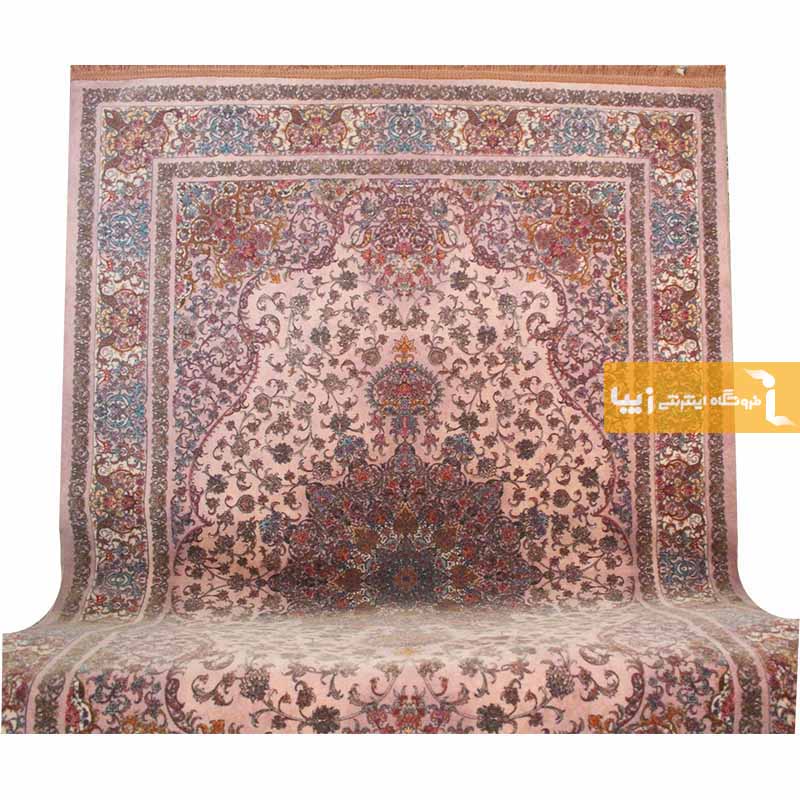 فرش طرح کوارتز زمینه صورتی