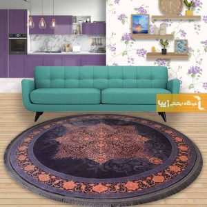 فرش گرد طرح آمیتیست زمینه بنفش