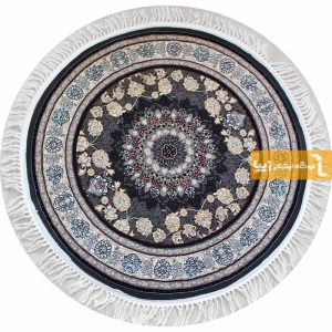 فرش گرد طرح اصفهان زمینه دودی