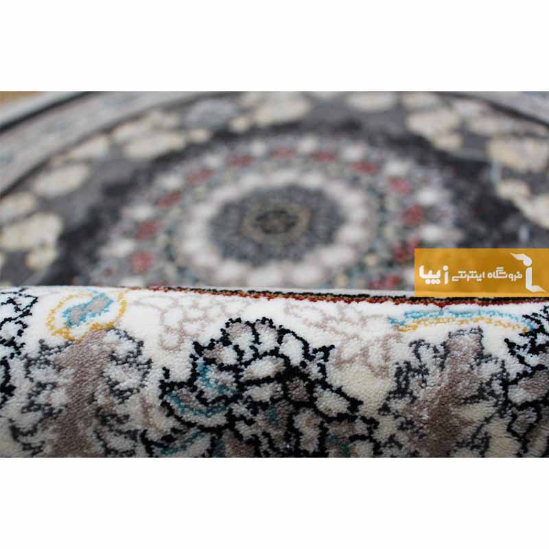 فرش گرد طرح اصفهان زمینه دودی
