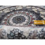 فرش گرد طرح اصفهان زمینه دودی