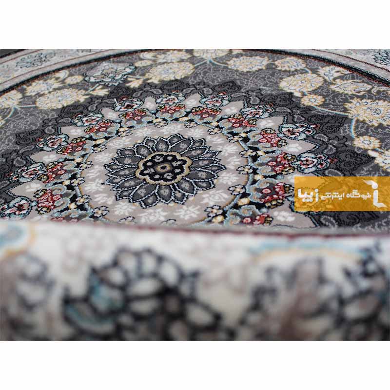 فرش گرد طرح اصفهان زمینه دودی