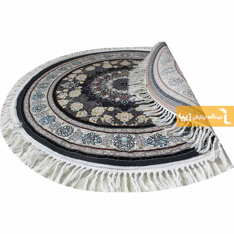 فرش گرد طرح اصفهان زمینه دودی