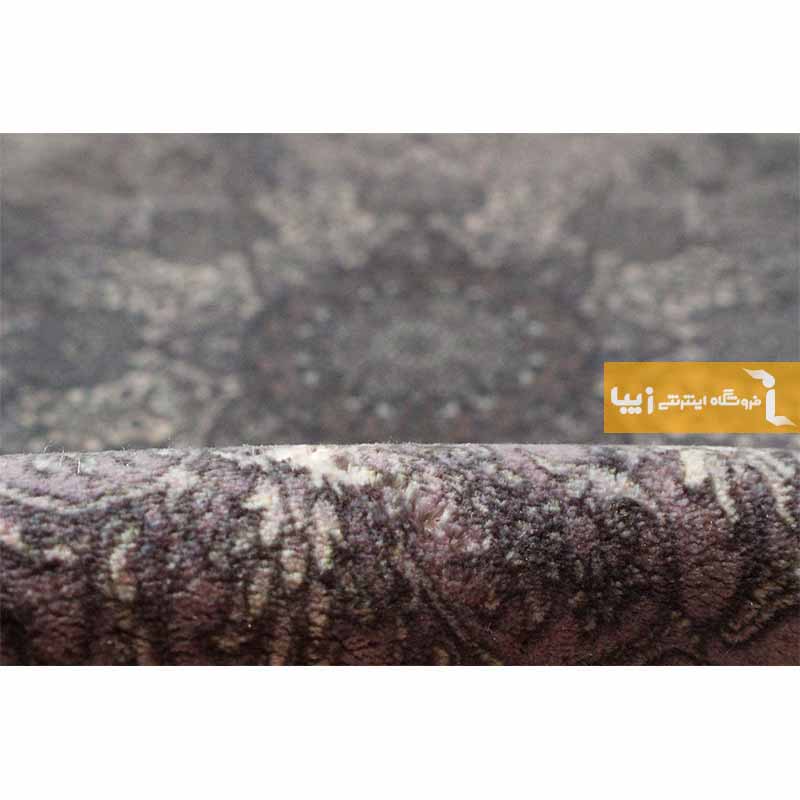 فرش گرد طرح تورمالین زمینه طوسی