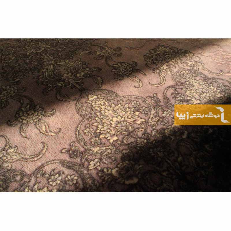 فرش گرد طرح تورمالین زمینه طوسی