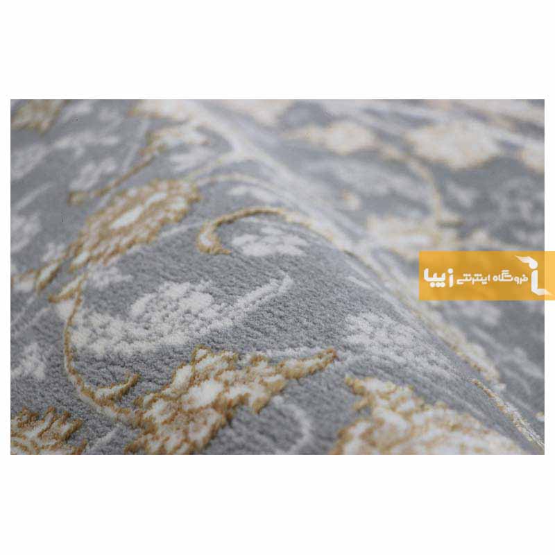 فرش گرد طرح زنیق زمینه طوسی