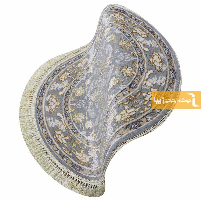 فرش گرد طرح زنیق زمینه طوسی