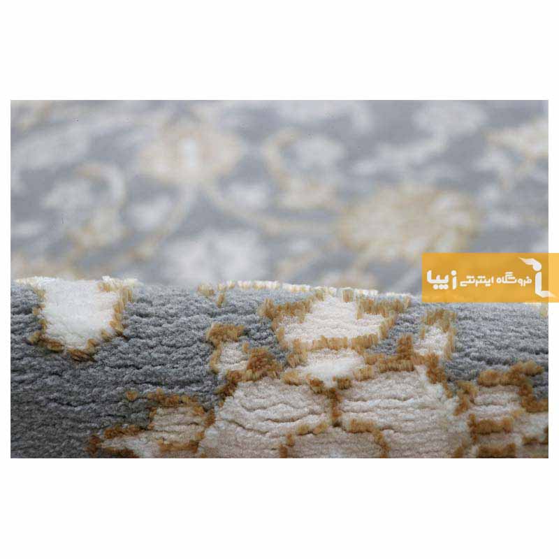 فرش گرد طرح زنیق زمینه طوسی