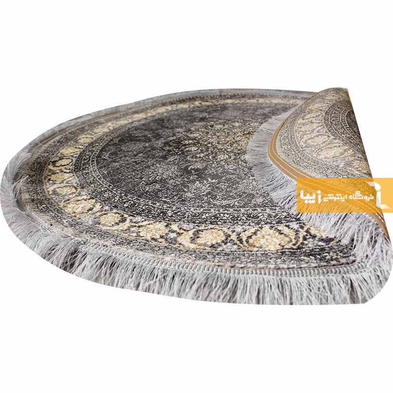 فرش گرد طرح شاهسوند زمینه ذغالی