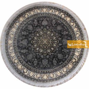 فرش گرد طرح شاهکار زمینه دودی