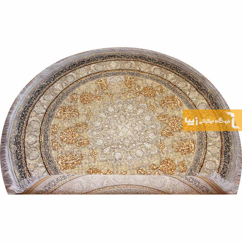 فرش گرد طرح شاهکار زمینه کرم