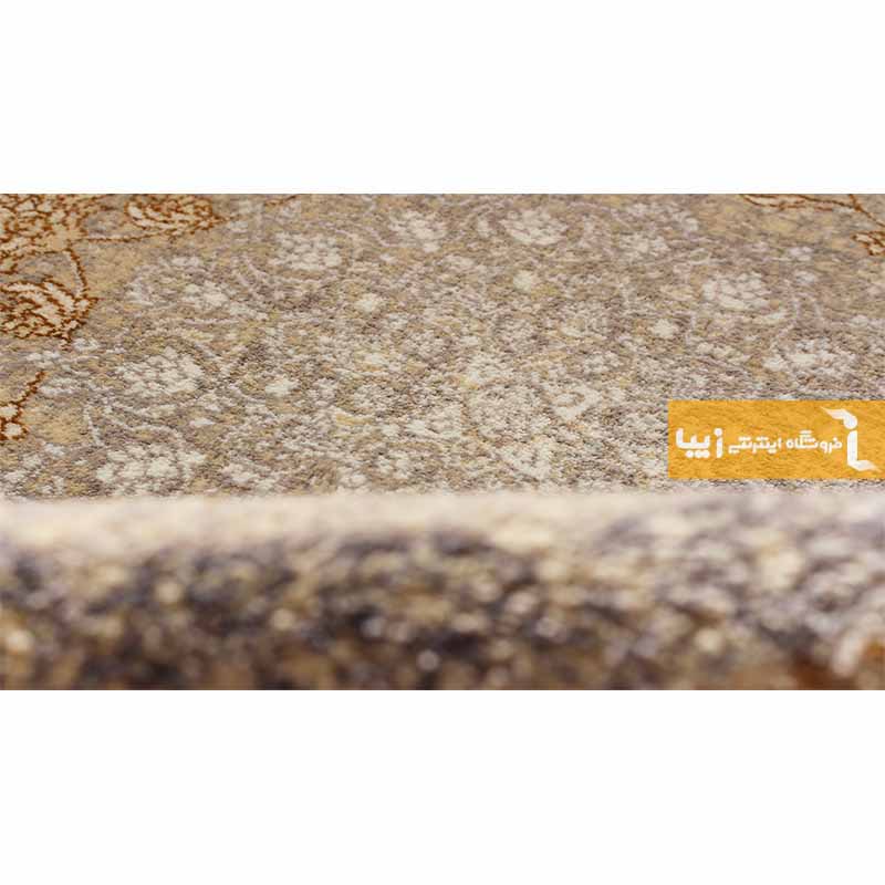فرش گرد طرح شاهکار زمینه کرم